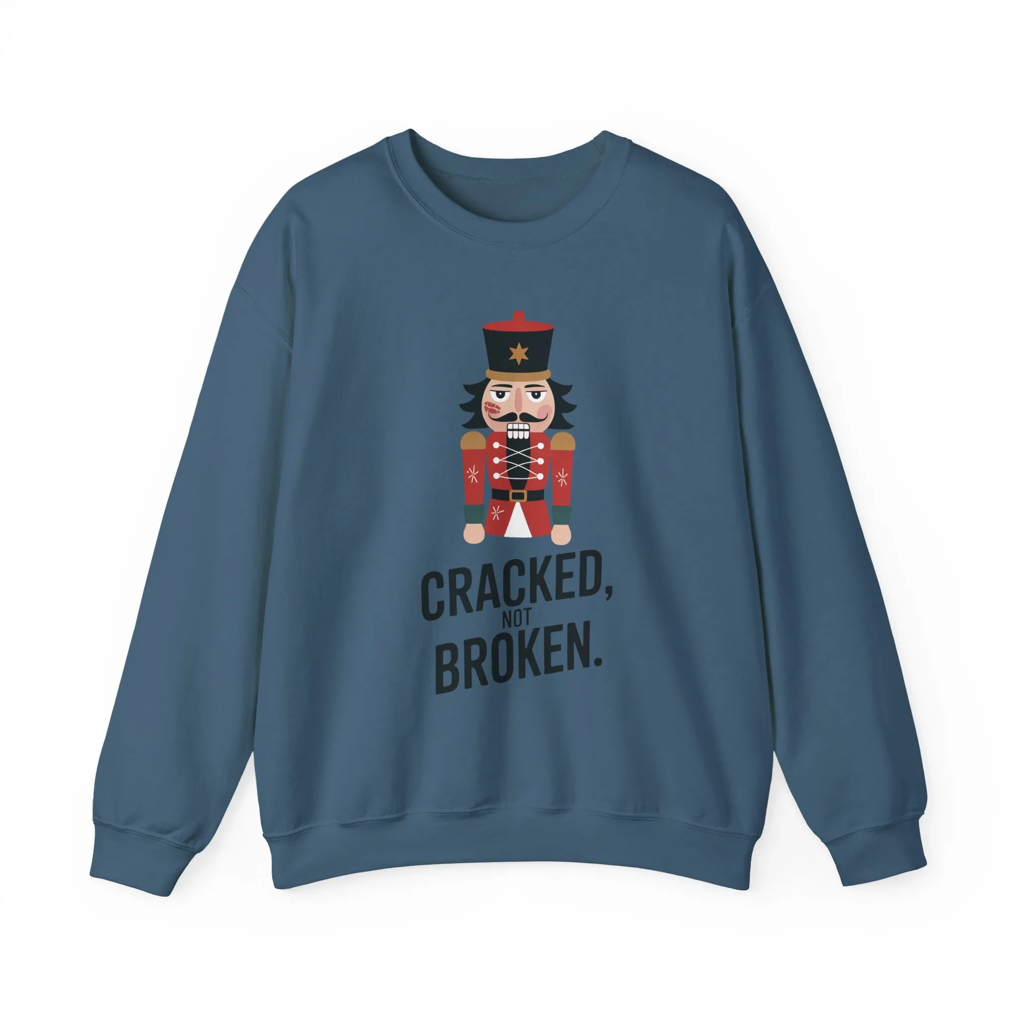 Funny Nutcracker Christmas Shirt for Men, Cracked Not Broken Sweatshirt, Holiday Humor Gift, Festive Winter Outfit - Image 16