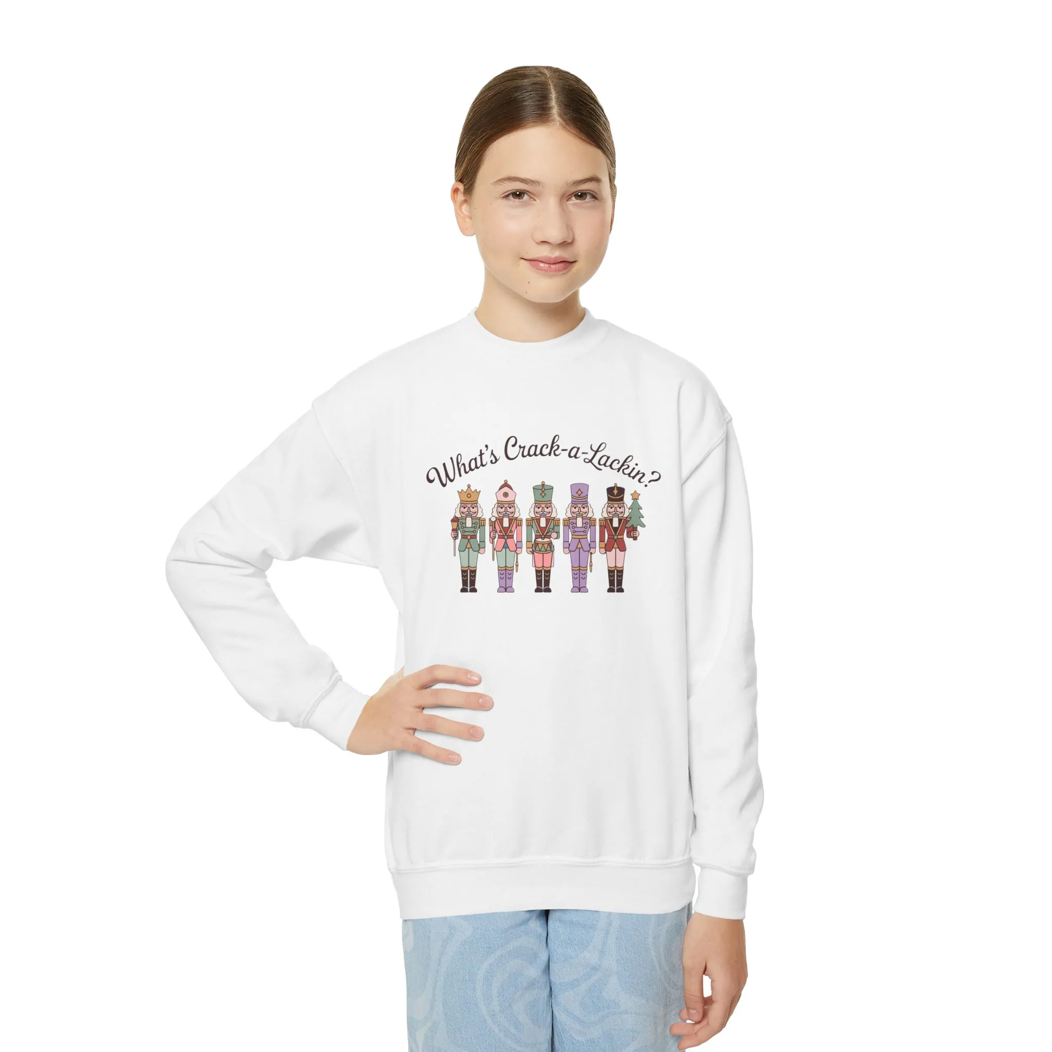 What's Crack-a-Lackin? Girls Christmas Sweatshirt, Cozy Nutcracker Squad Sweater, Mom - Daughter Family Match Outfit