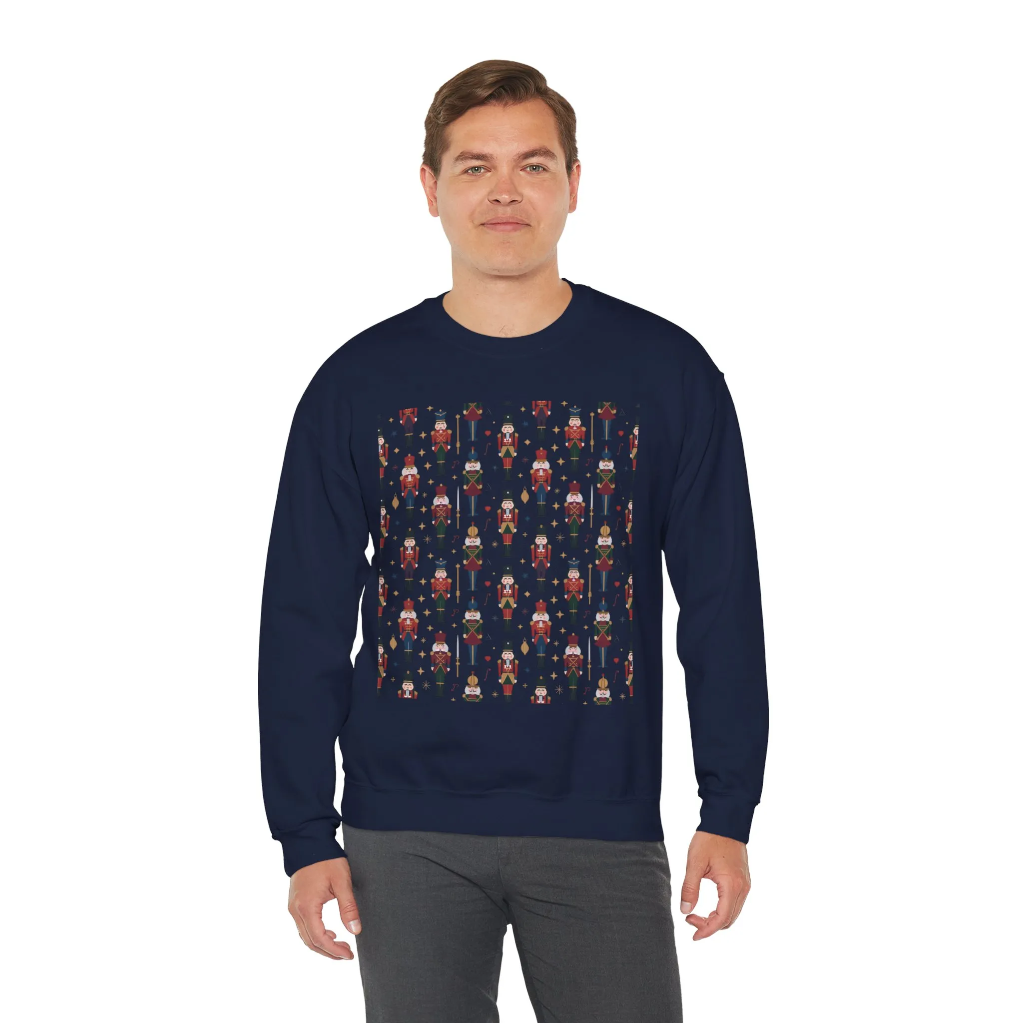 Nutcracker Pattern Men's Sweatshirt, Festive Christmas Pullover, Holiday Gift for Him - Image 24