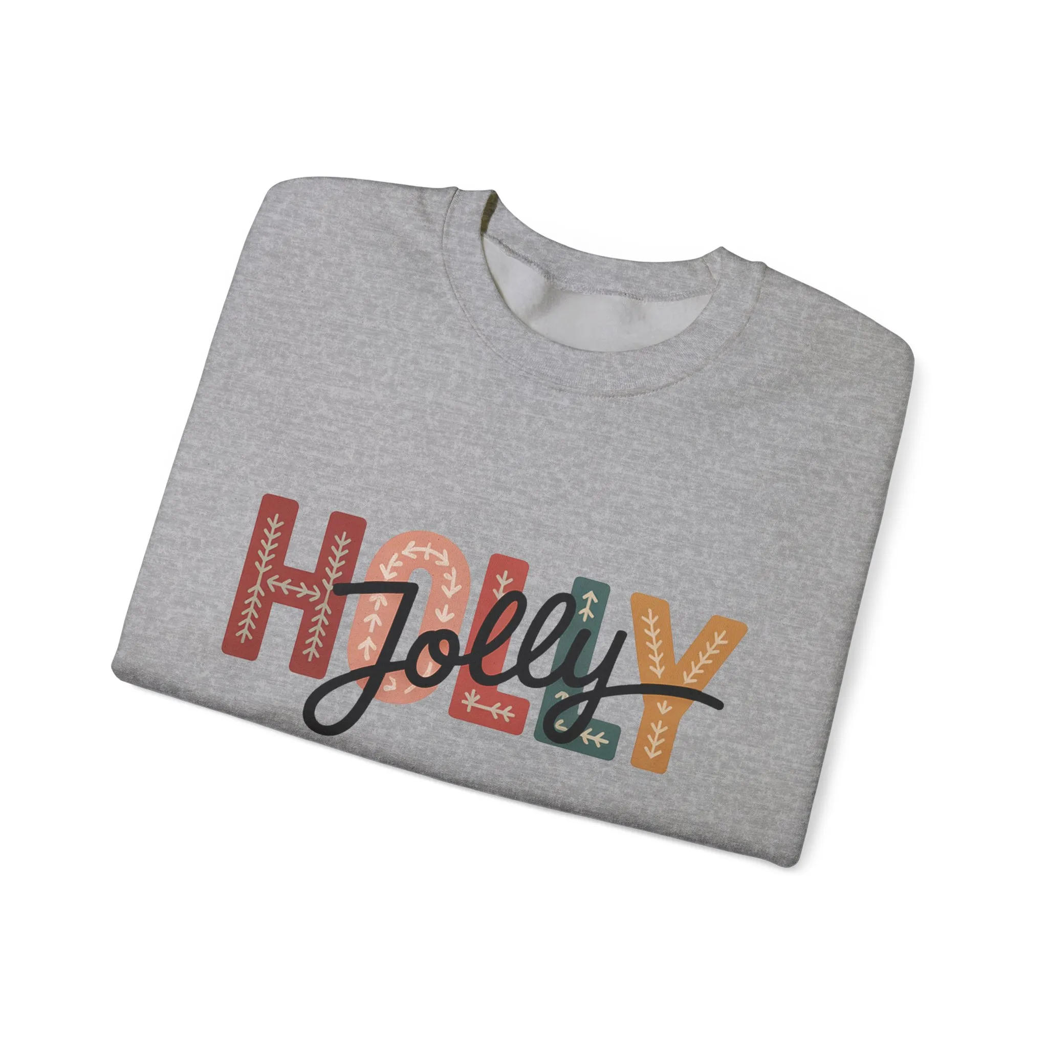 Women's Holly Jolly Christmas Sweatshirt, Minimal Festive Letter Design, Cozy Holiday Pullover, Mother-Daughter Matching Outfit - Image 6
