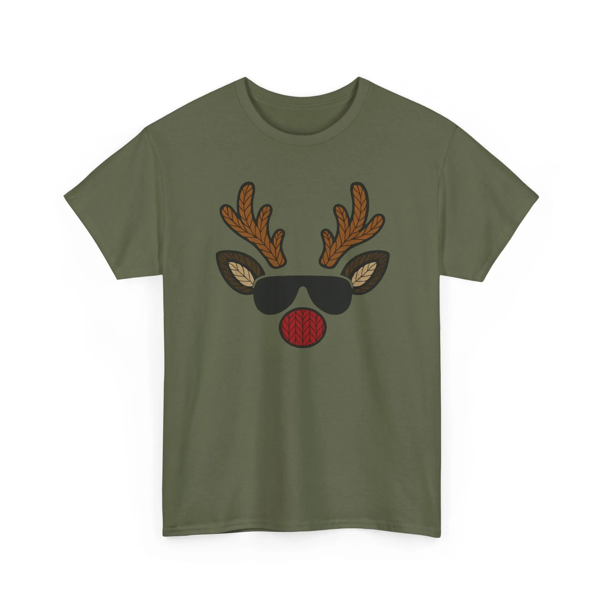 Men's Reindeer Face Christmas T-Shirt, Classic Holiday Tee, Father-Son Matching Outfit - Image 10