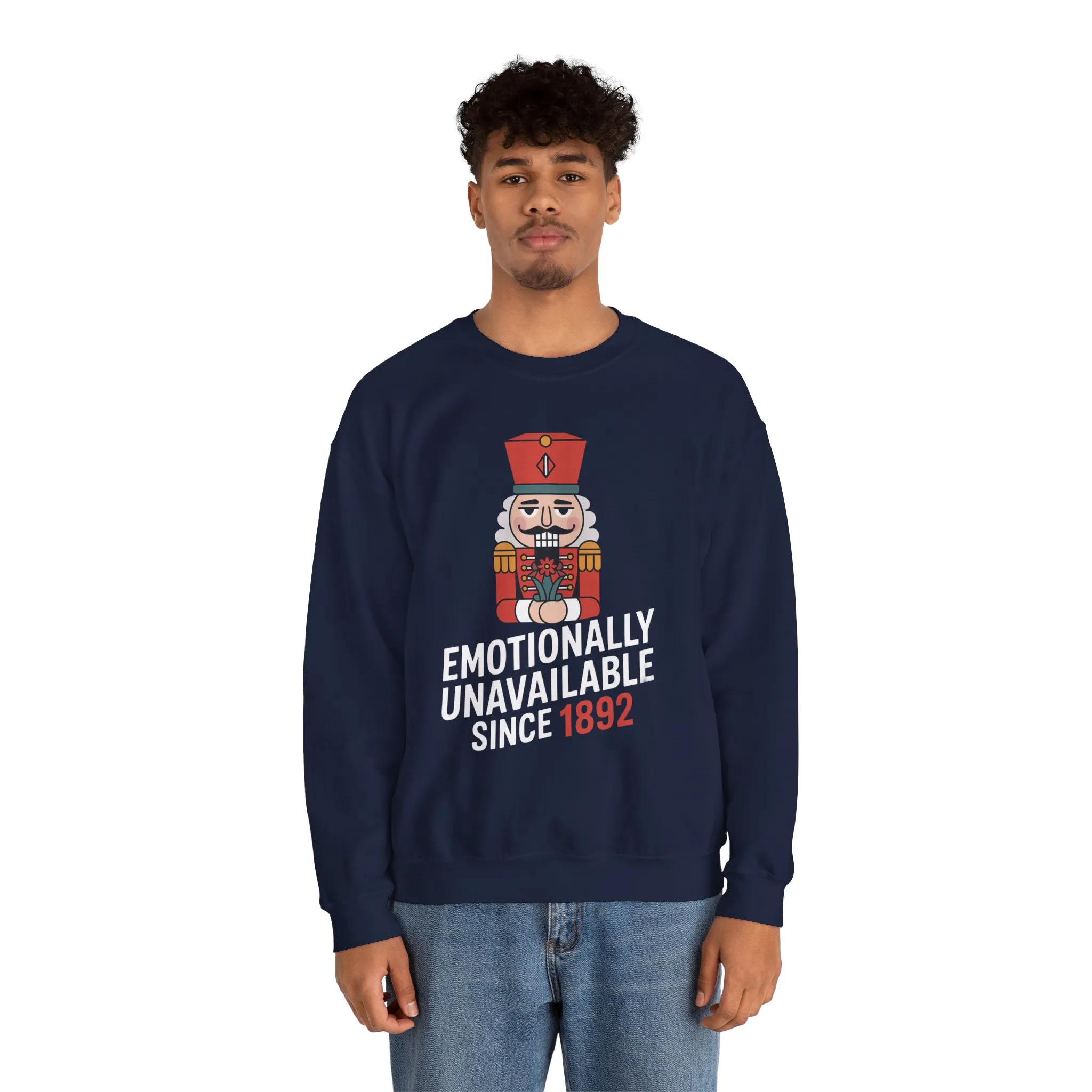 Emotionally Unavailable Since 1892 Men's Sweatshirt, Funny Nutcracker Christmas Sweater, Holiday Gift for Him - Image 20