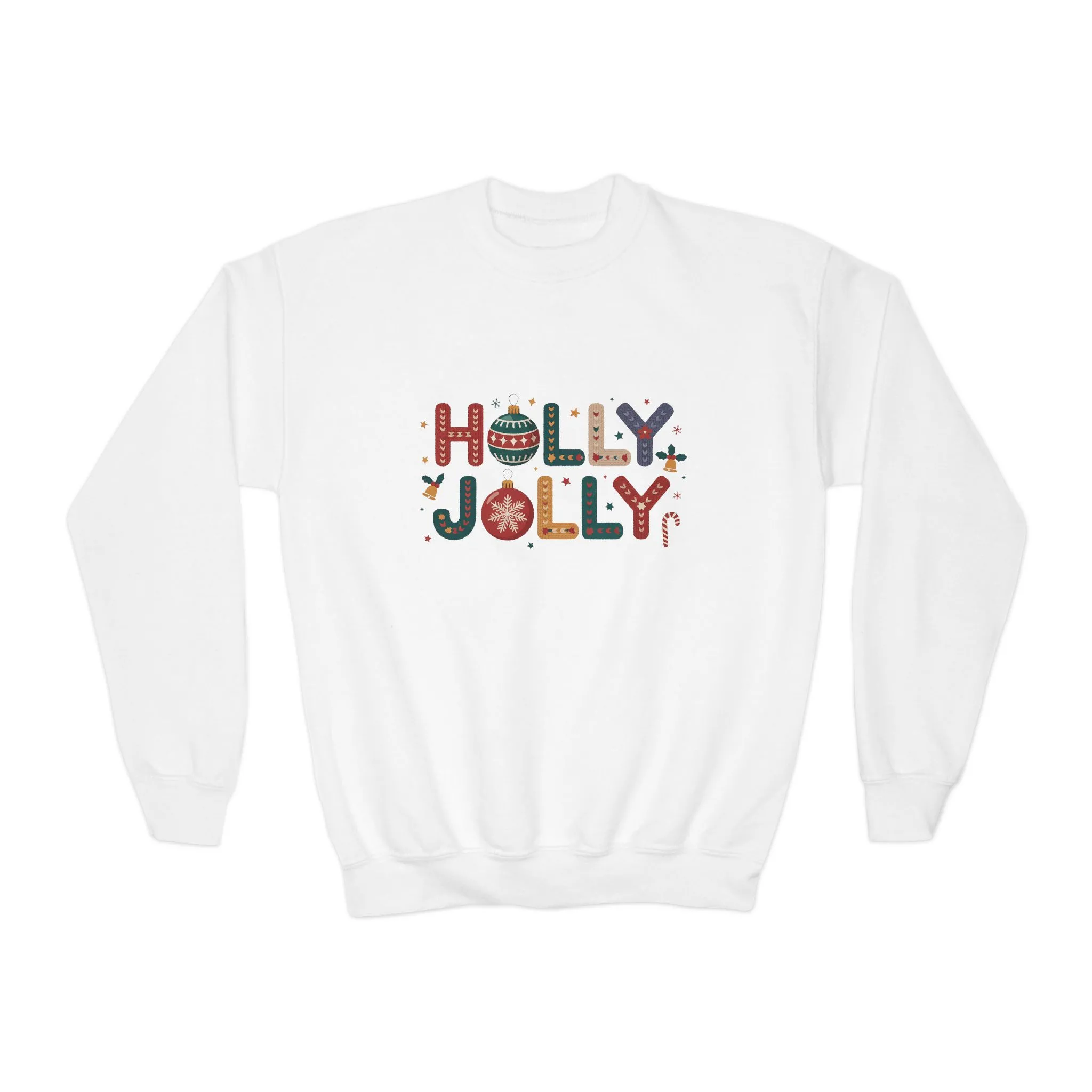Girls Holly Jolly Christmas Sweatshirt, Cute Ornament Letter Pullover, Mother-Daughter Matching Outfit - Image 2