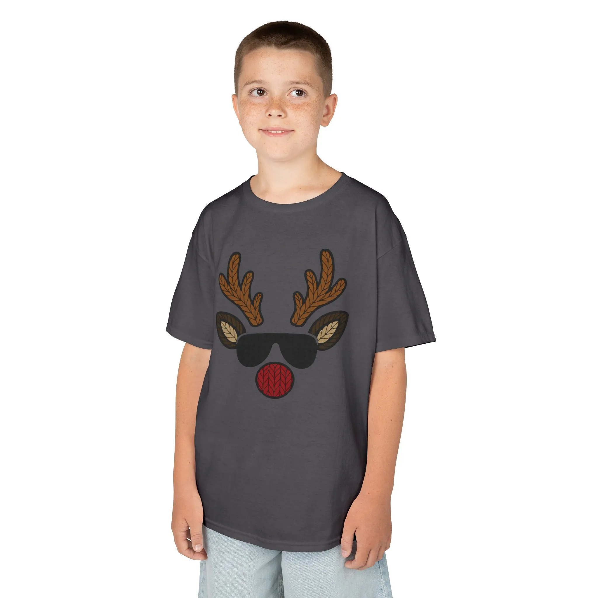 Boys Reindeer Face Christmas T-Shirt, Cute Knitted Holiday Tee, Father-Son Matching Outfit - Image 10