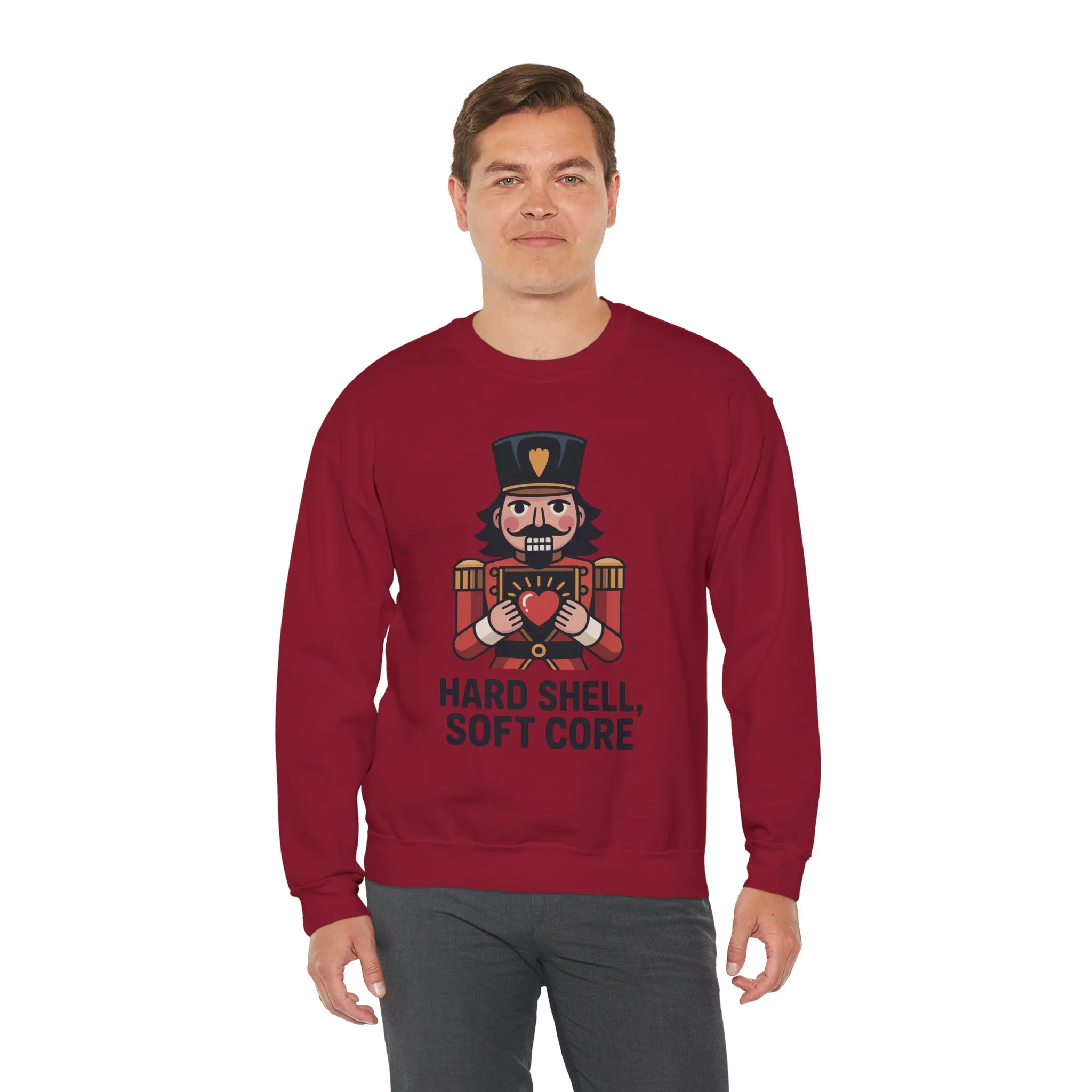 Hard Shell Soft Core Men's Sweatshirt, Funny Nutcracker Christmas Sweater, Holiday Gift for Him - Image 24