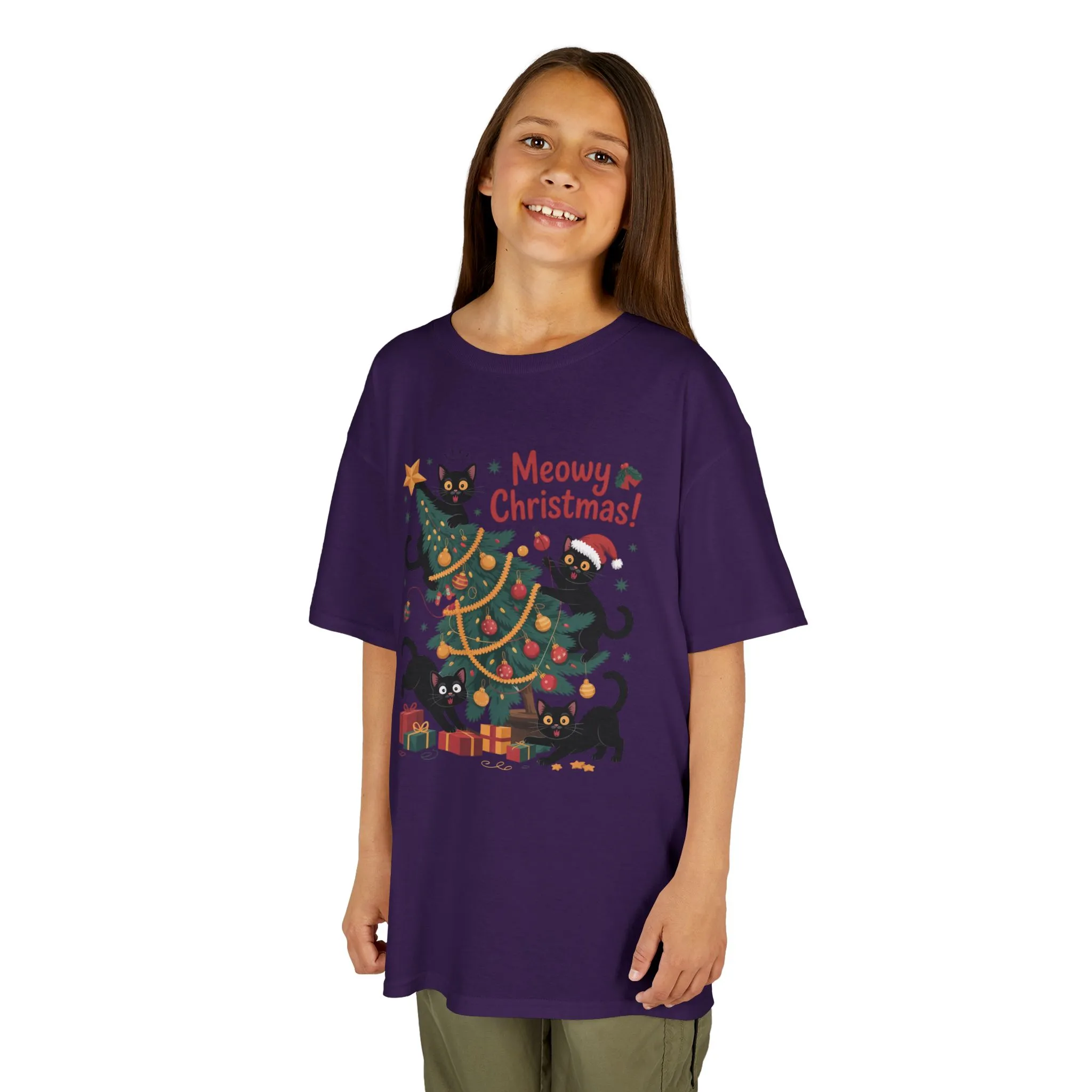 Kids Funny Cat Christmas Tree T-Shirt, Cute Black Cats Holiday Tee, Christmas Cat Chaos Shirt for Girls - Image 20