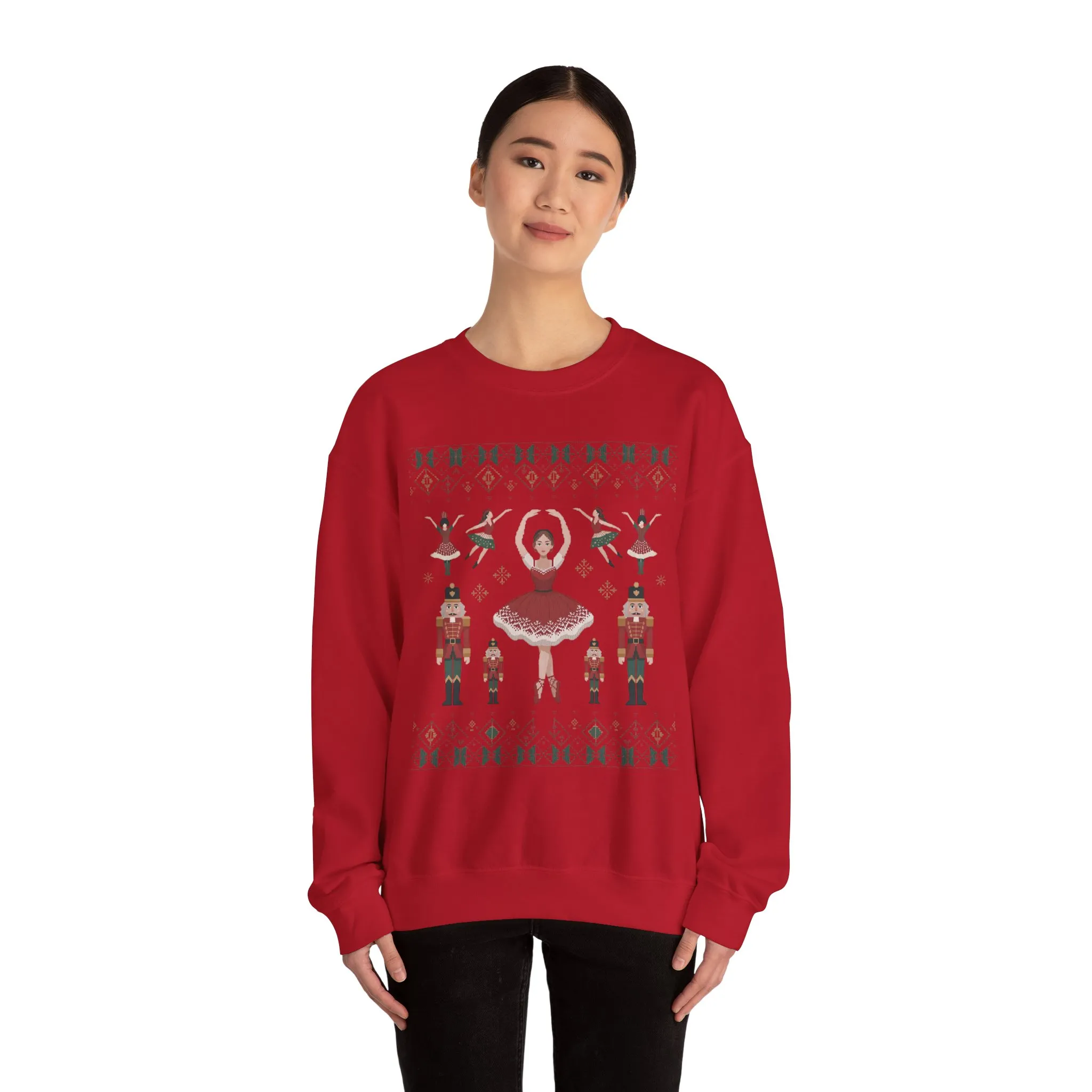 Nutcracker Ballerina Women's Christmas Sweatshirt, Cozy Ballet Sweater, Mom - Daughter Family Match Holiday Outfit - Image 26