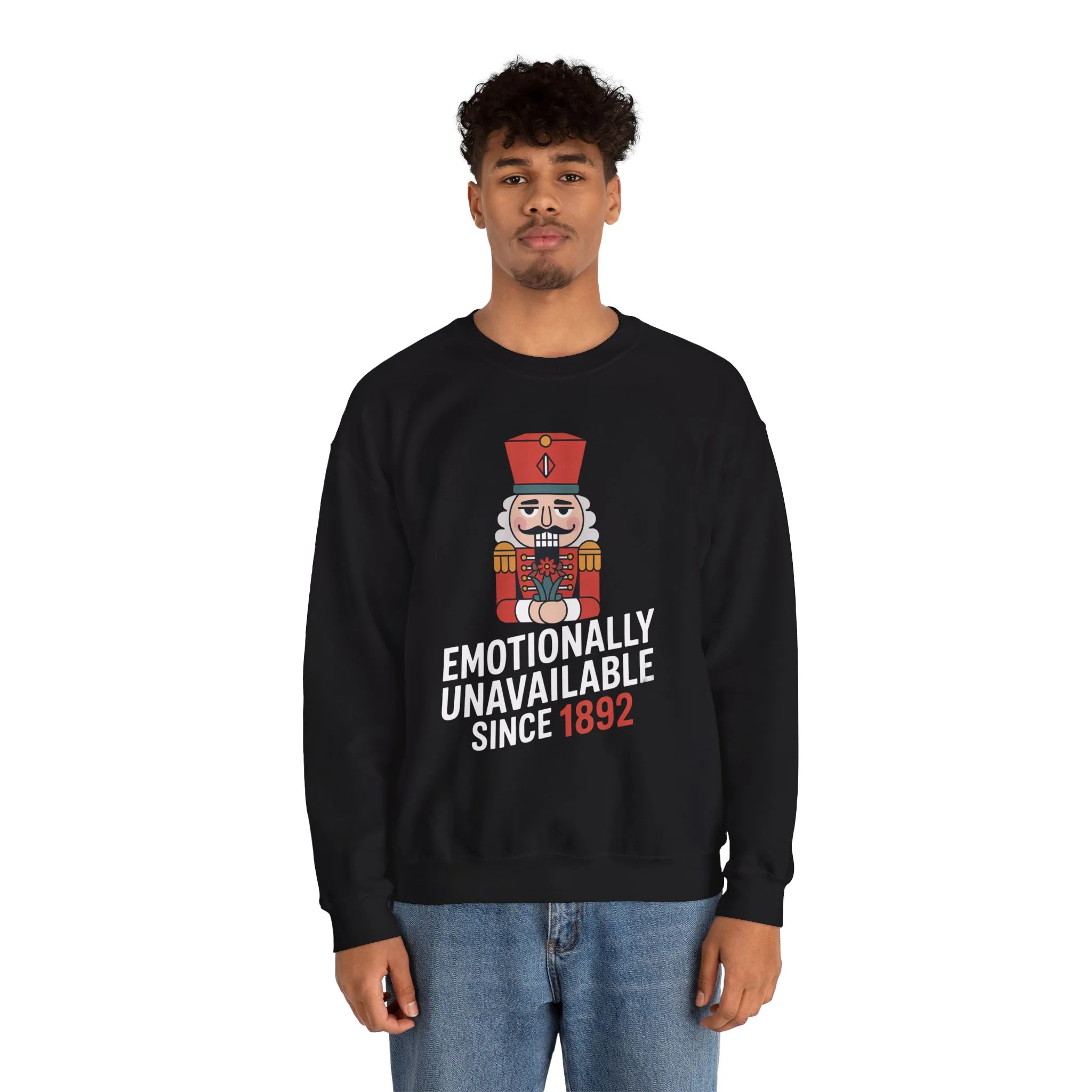 Emotionally Unavailable Since 1892 Men's Sweatshirt, Funny Nutcracker Christmas Sweater, Holiday Gift for Him - Image 5