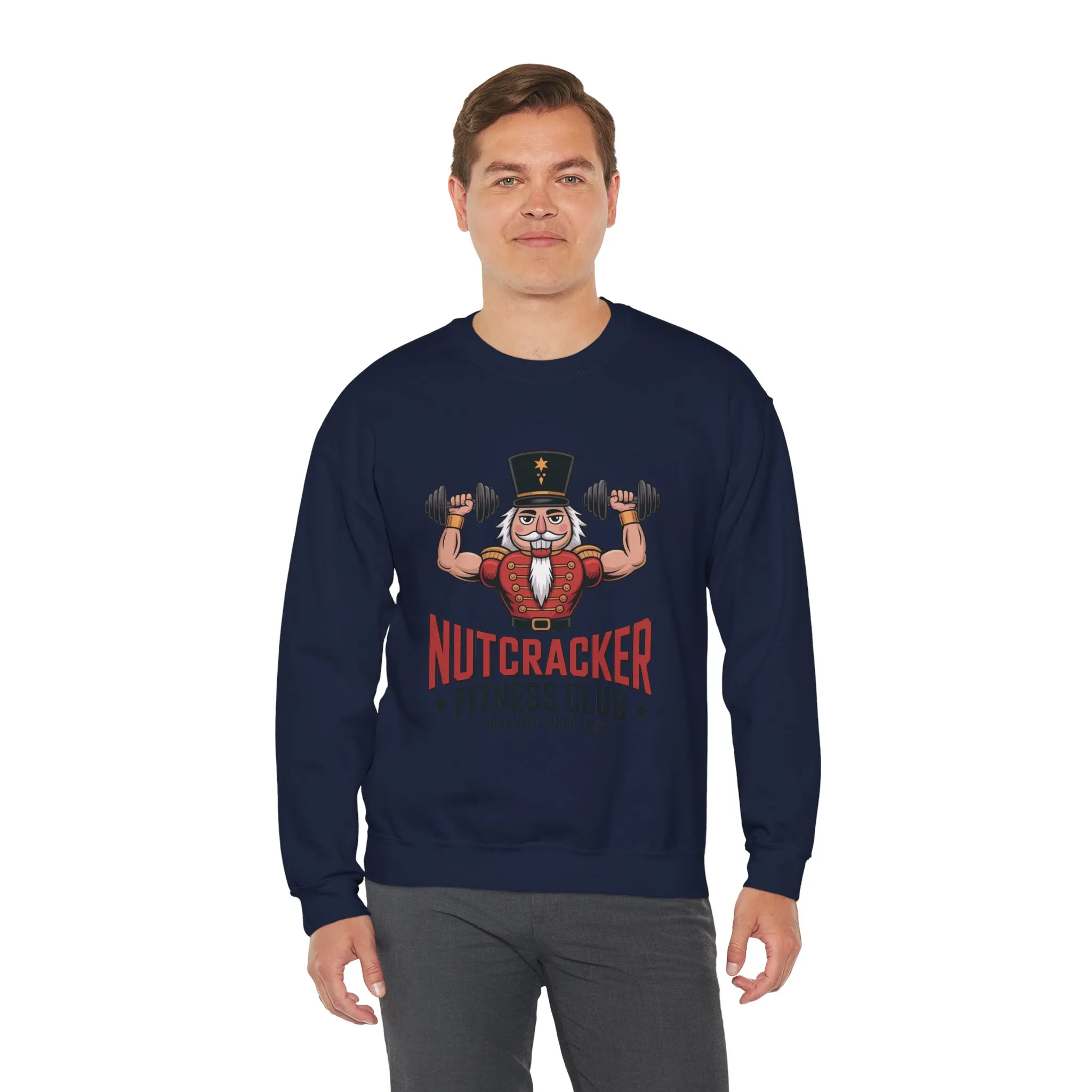 Nutcracker Fitness Club Men's Sweatshirt, Funny Gym Christmas Sweater, Holiday Gift for Him - Image 24