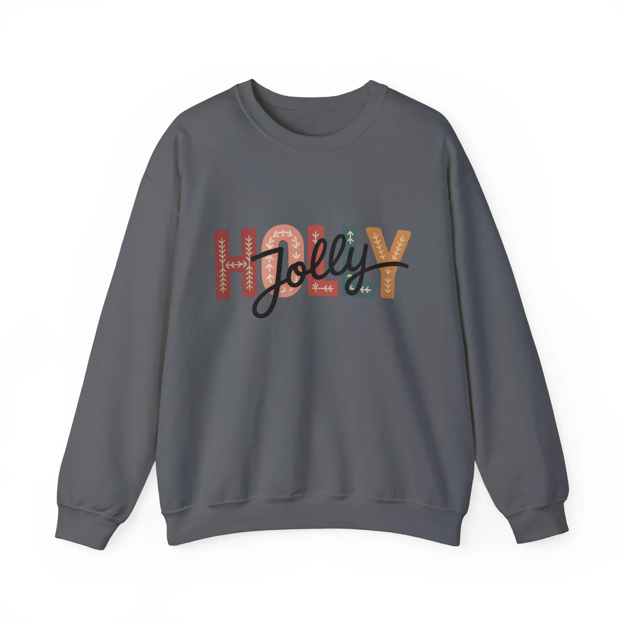Women's Holly Jolly Christmas Sweatshirt, Minimal Festive Letter Design, Cozy Holiday Pullover, Mother-Daughter Matching Outfit - Image 13