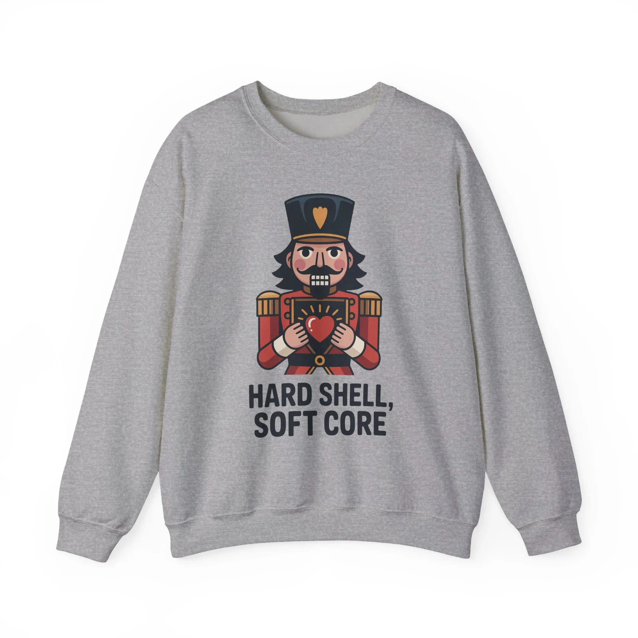 Hard Shell Soft Core Men's Sweatshirt, Funny Nutcracker Christmas Sweater, Holiday Gift for Him - Image 2