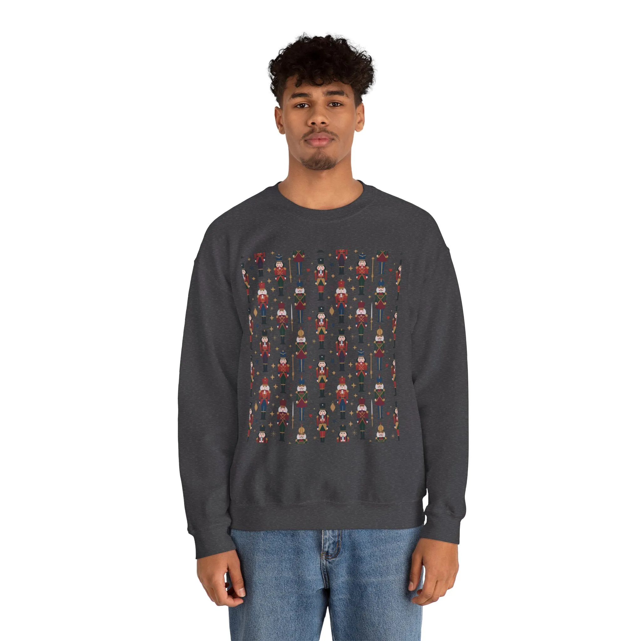 Nutcracker Pattern Men's Sweatshirt, Festive Christmas Pullover, Holiday Gift for Him - Image 14