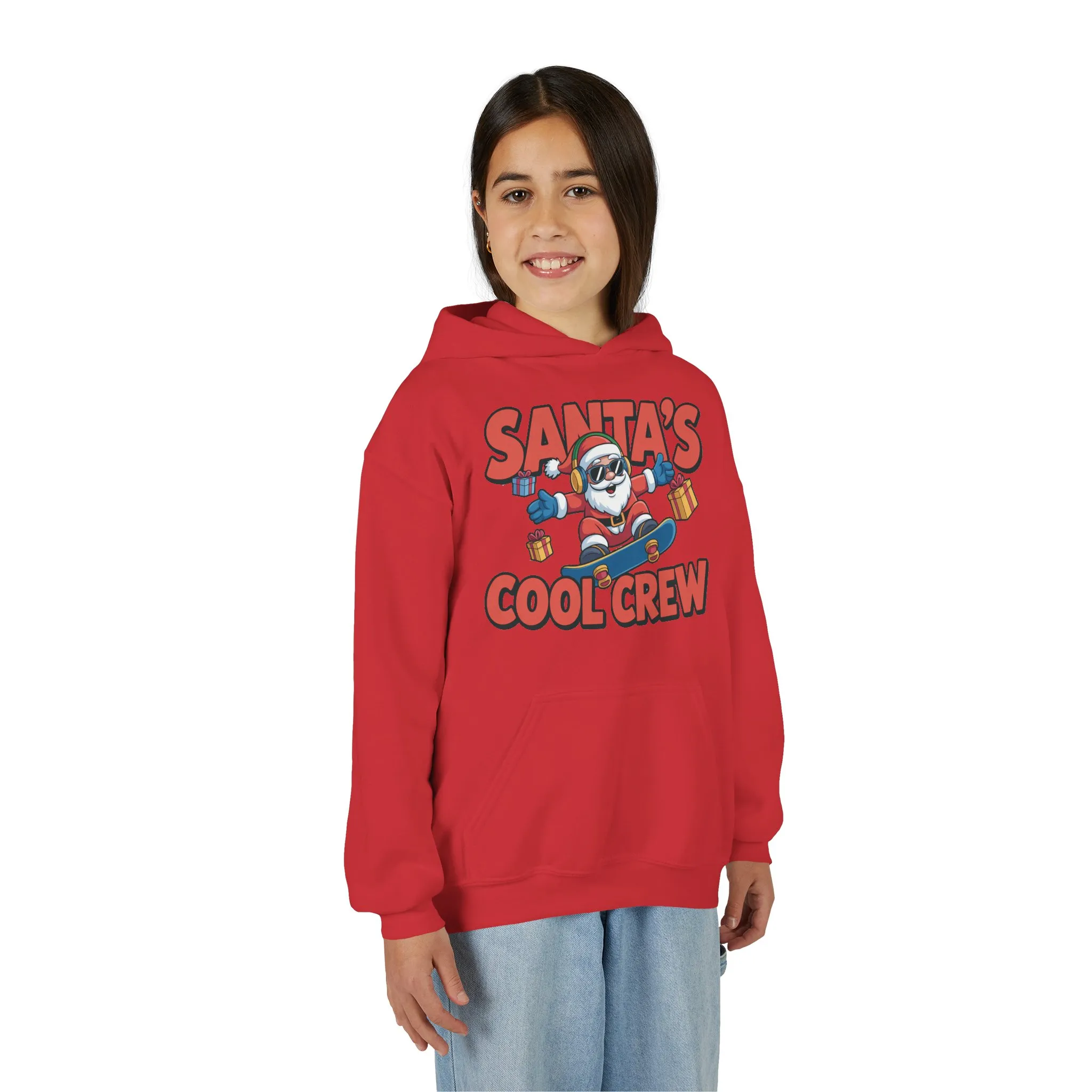 Santa's Cool Crew Youth Hoodie, Funny Christmas Hoodie for Boys, Cool Santa Skateboard Gift, Youth Heavy Blend Hooded Sweatshirt - Image 24