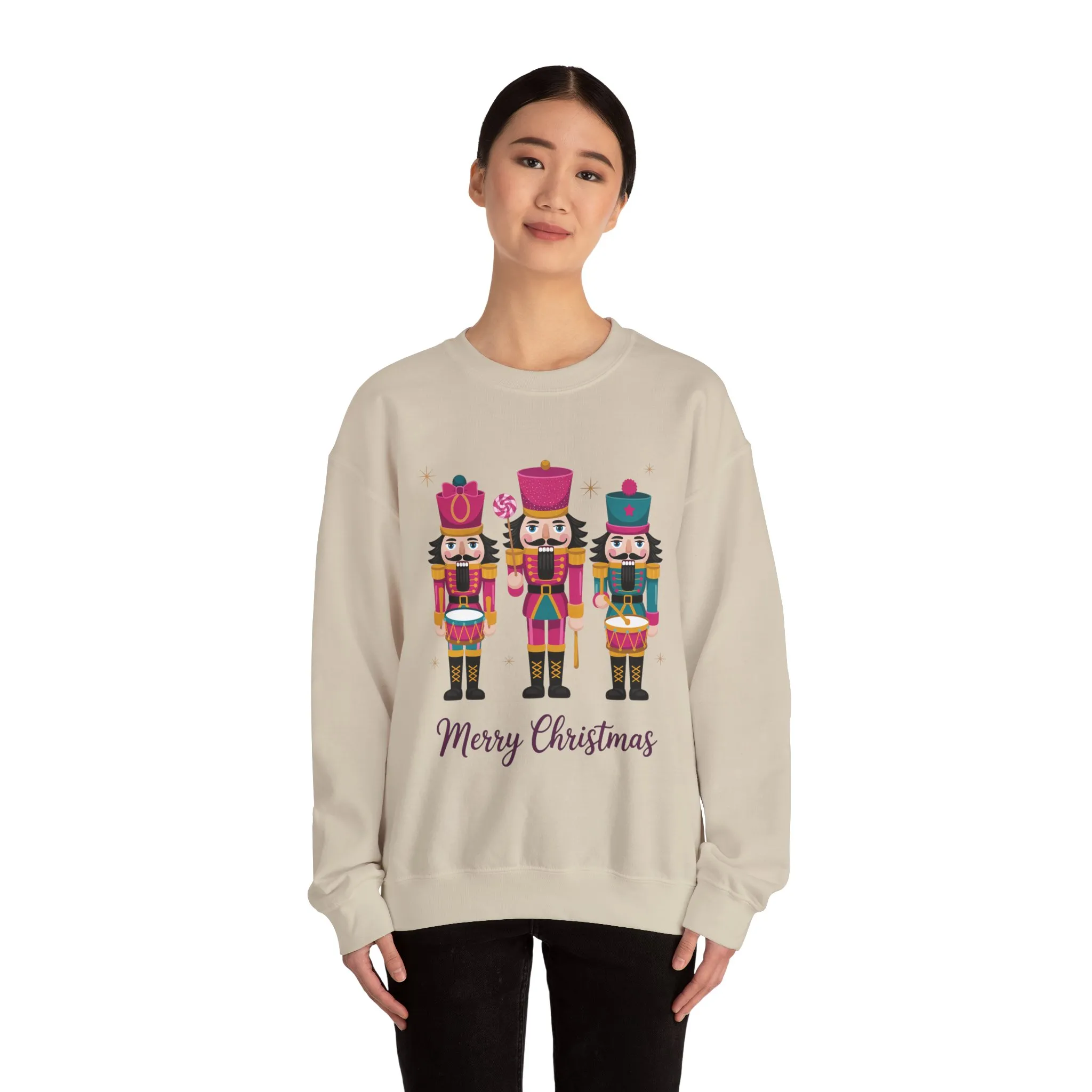 Three Nutcrackers Women's Christmas Sweatshirt, Cozy Holiday Sweater, Mom - Daughter Family Match Christmas Outfit - Image 11