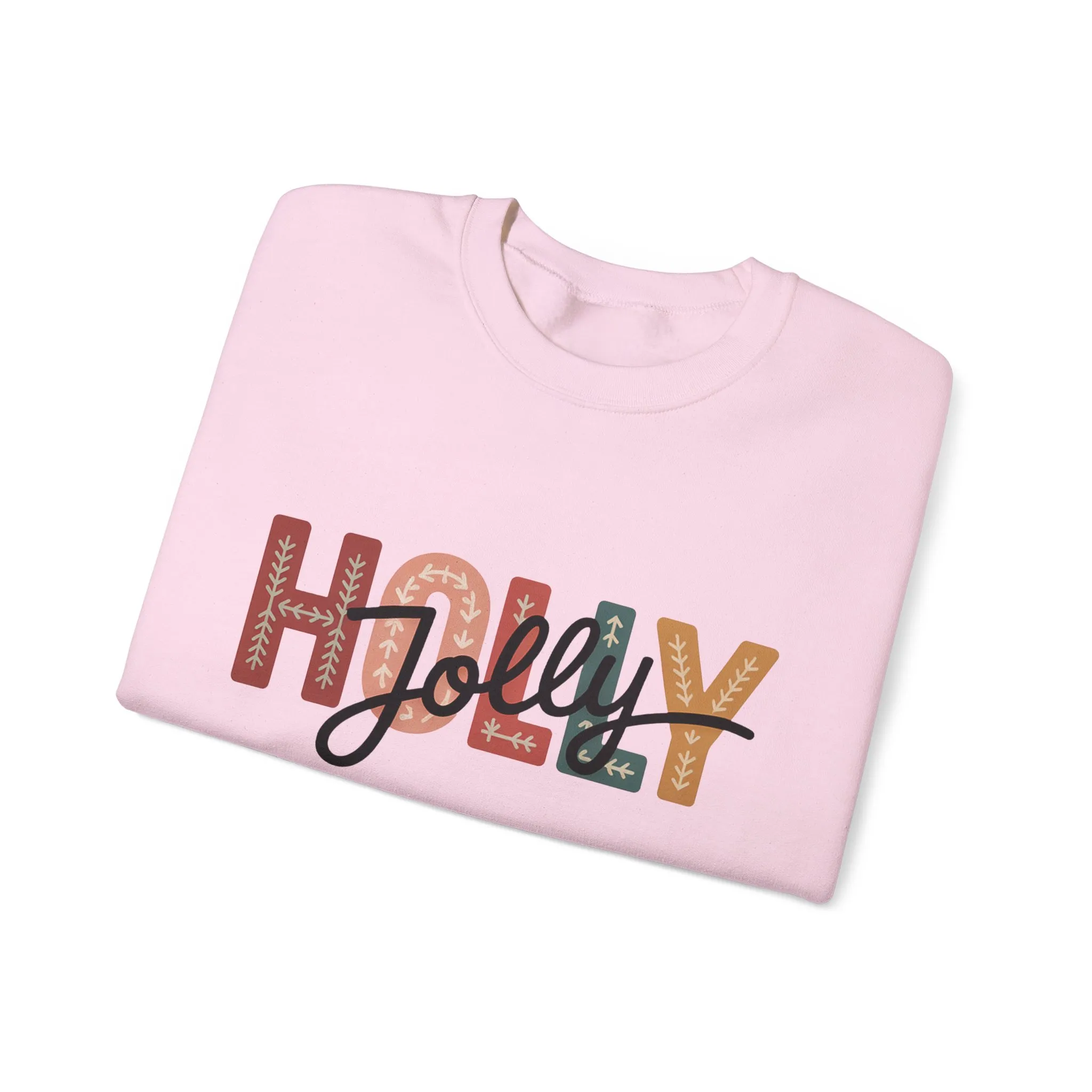 Women's Holly Jolly Christmas Sweatshirt, Minimal Festive Letter Design, Cozy Holiday Pullover, Mother-Daughter Matching Outfit - Image 26